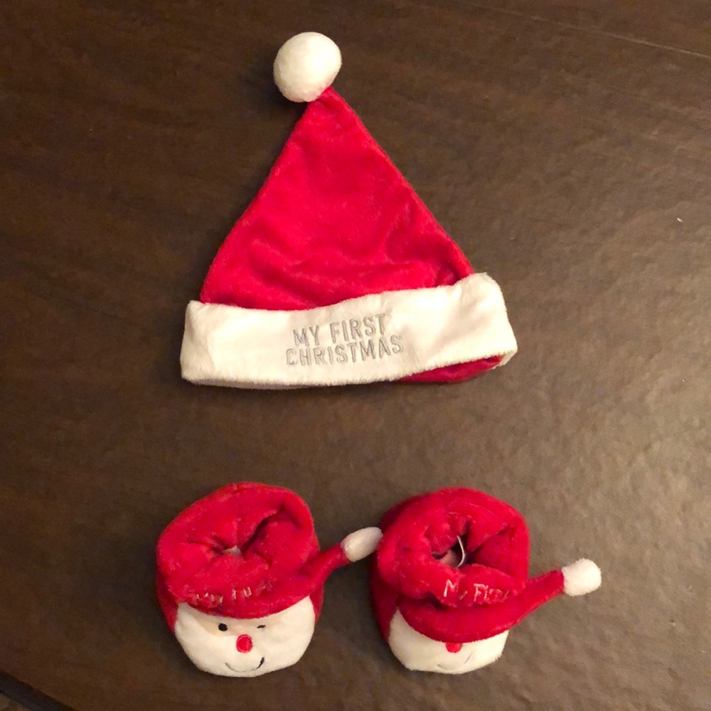 My First Christmas hat and booties